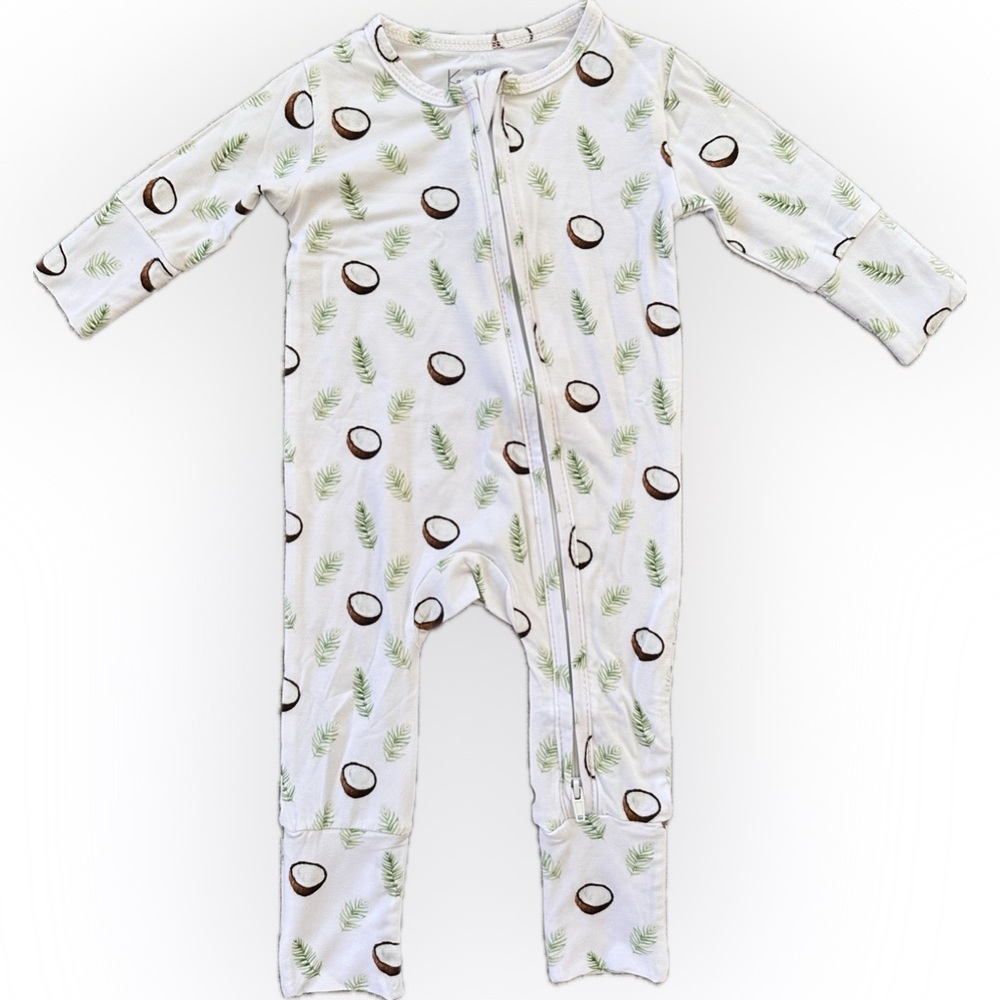 3-6M Bamboo Footie Coconut Print Baby Zip Pajama NWT Multi Size